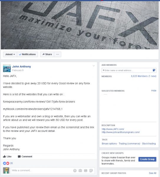 JAFX fake reviews