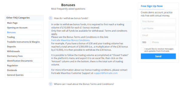 Fortrade Bonus