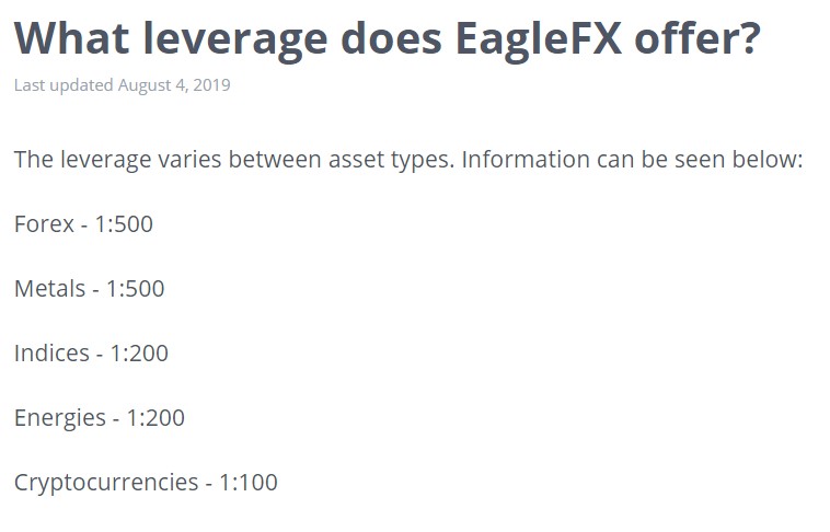 EagleFX minimum deposit